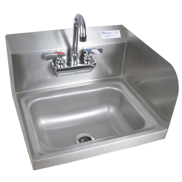 Bk Resources Hand Sink Stainless Steel With Eye Wash Station, Faucet 14 in x10 in x5 in BKHS-W-1410-RS-P-G - main